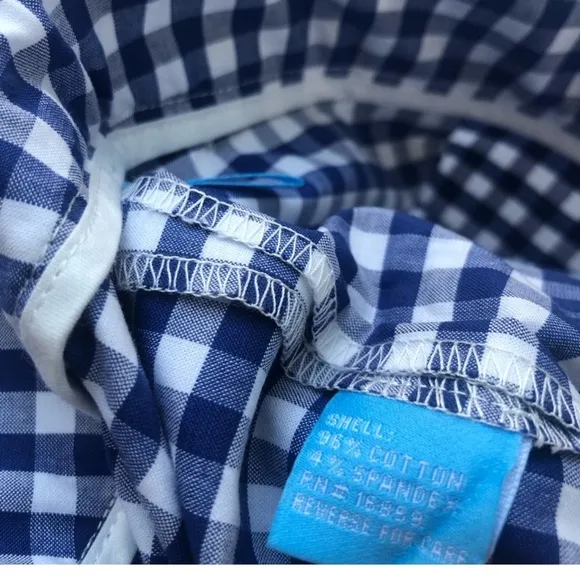 J. Mclaughlin Gingham Shorts 2 Blue White Stretch