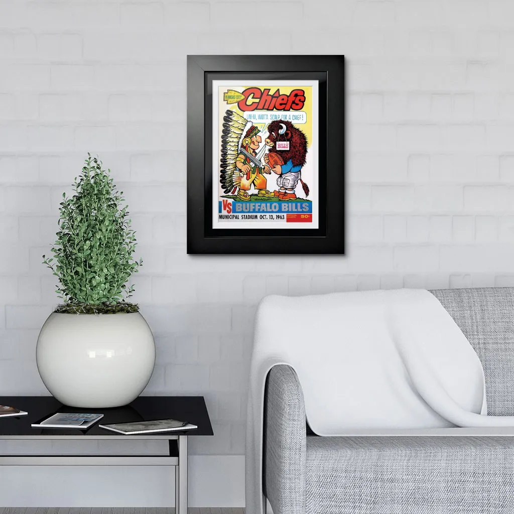 Kansas City Chiefs vs Buffalo Bills 1963 Framed Program Cover