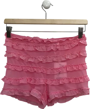 Kasela Pink Ruffle Mesh Shorts UK M