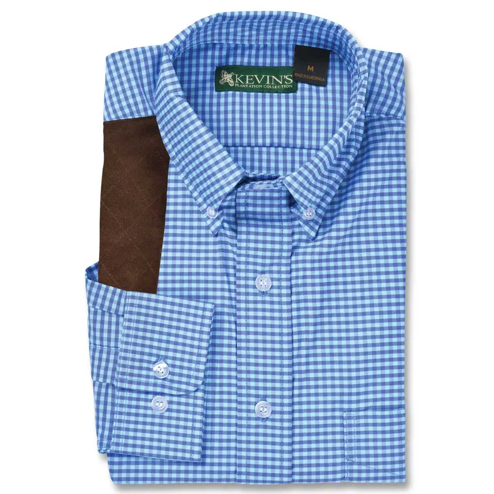 Kevin's Big & Tall Aqua/Blue Gingham Performance Right Hand Long Sleeve Shooting Shirt