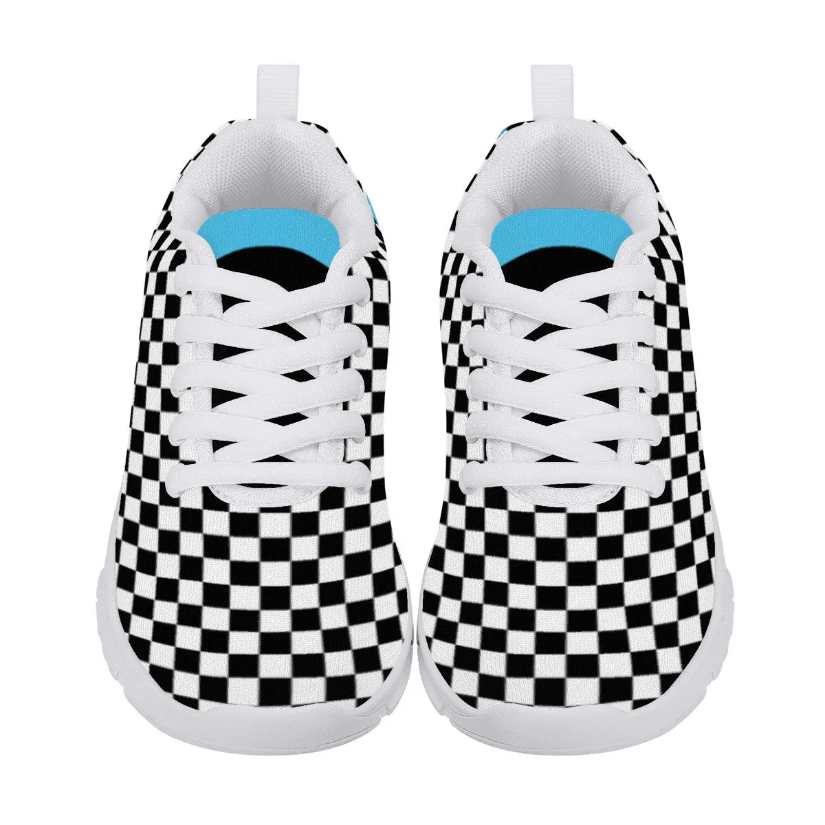 Kids Dance Sneakers - Checkered Black - White - Blue