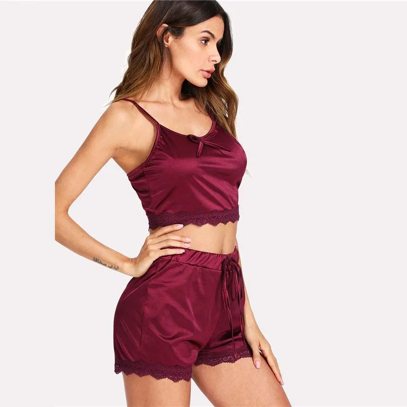 Lace Pajama Top & Shorts (2 Piece Set)