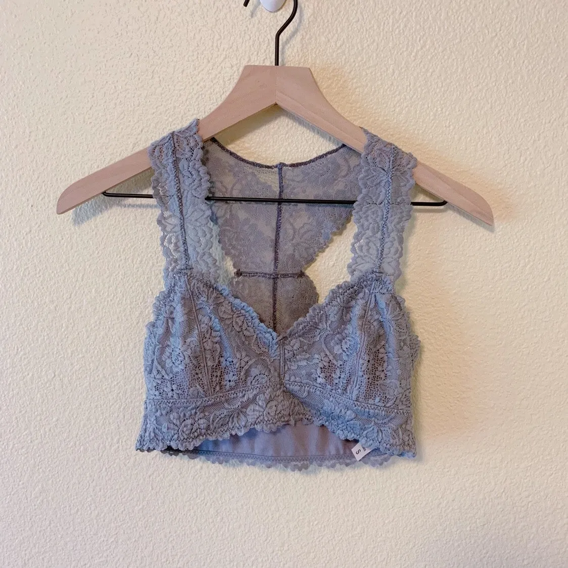 Lace Razor Back Bralette in Silver