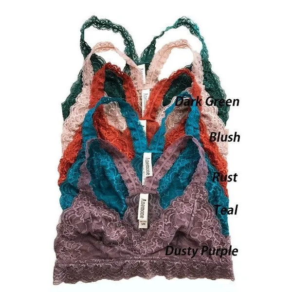 Lace Razor Back Bralette in Teal