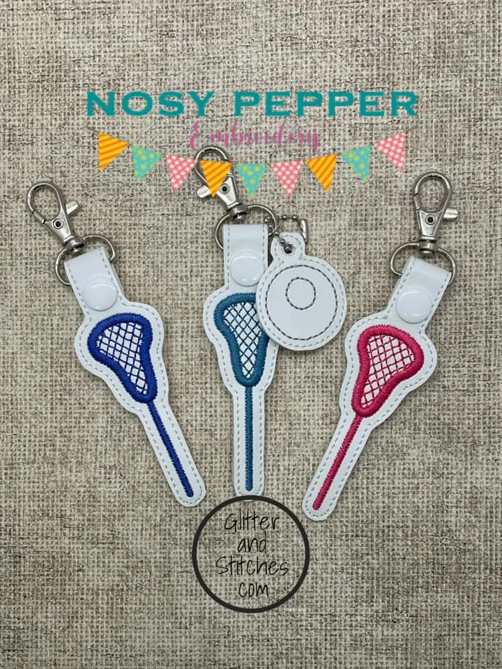 Lacrosse snap tab and charm set (single & Multi files included) machine embroidery design DIGITAL DOWNLOAD