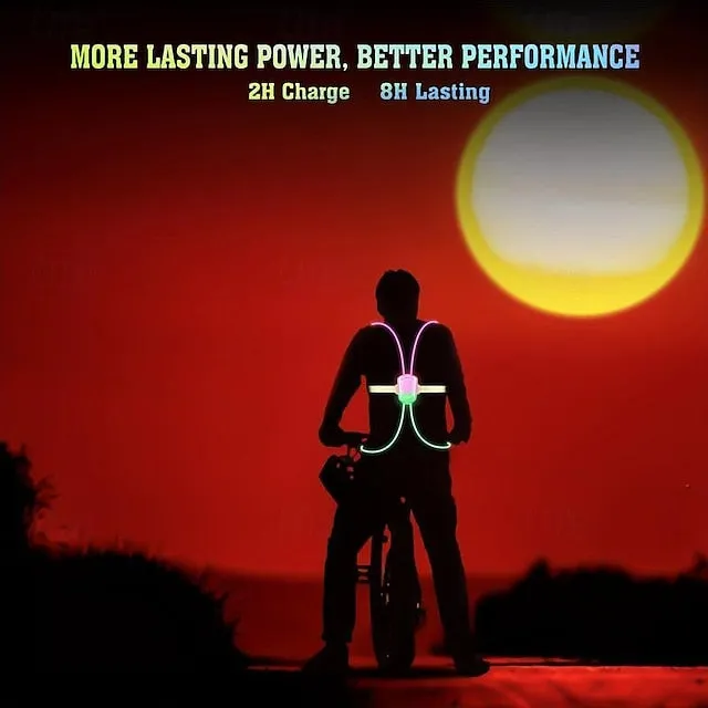 LED Reflective Running Vest Light Super Bright High Visibility Safety Gear with Adjustable Front Light for Night Sports Lightweight, Anti-Slip, Rechargeable, and Weather-Resistant