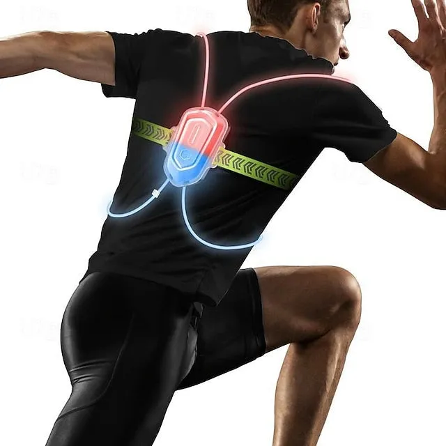 LED Reflective Running Vest Light Super Bright High Visibility Safety Gear with Adjustable Front Light for Night Sports Lightweight, Anti-Slip, Rechargeable, and Weather-Resistant