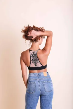Leto Tattoo Mesh Racerback Bralette