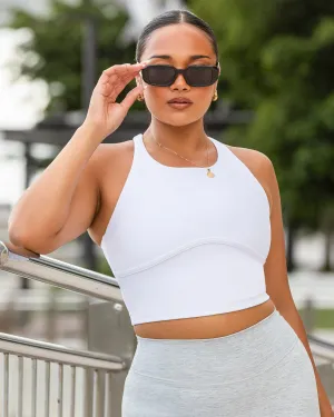 Limitless Cropped Active Tank - White