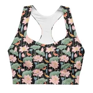 Lotus Luxe Recycled Longline Sports Bra - X-Small Print - Black