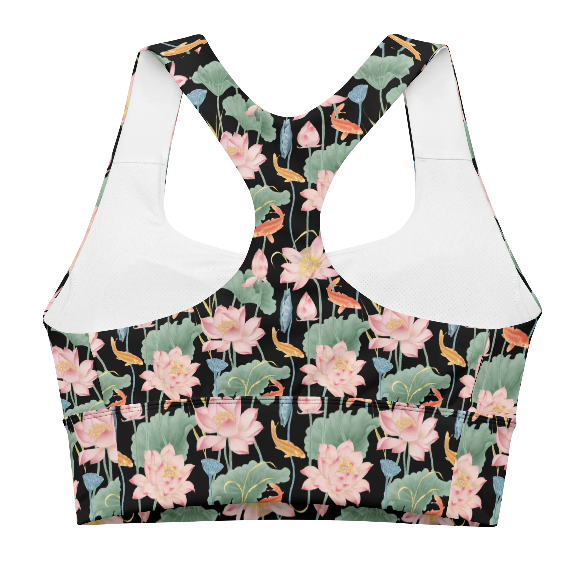 Lotus Luxe Recycled Longline Sports Bra - X-Small Print - Black