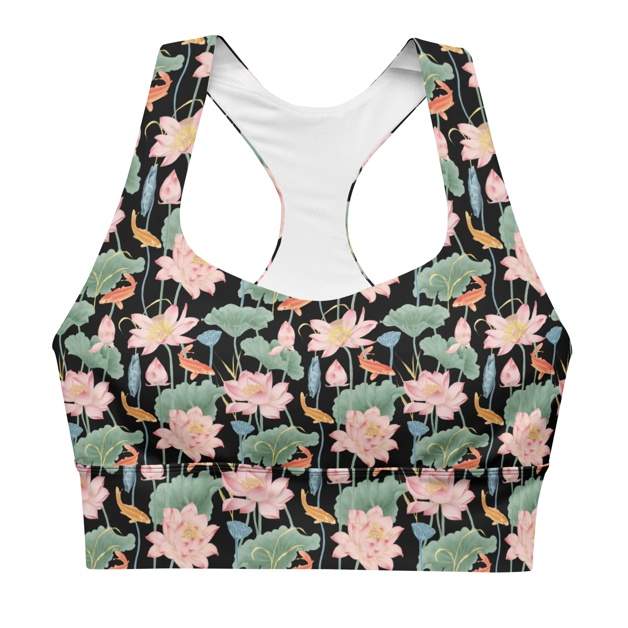 Lotus Luxe Recycled Longline Sports Bra - X-Small Print - Black