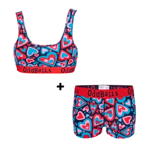 Love Hearts Bundle - Womens Boxer Shorts   Bralette
