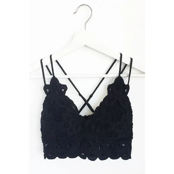 Lovely In Lace Bralette in Black