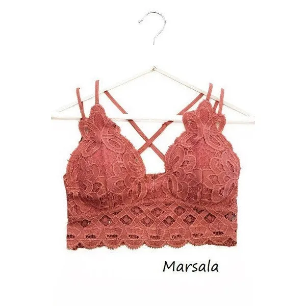 Lovely In Lace Bralette in Marsala