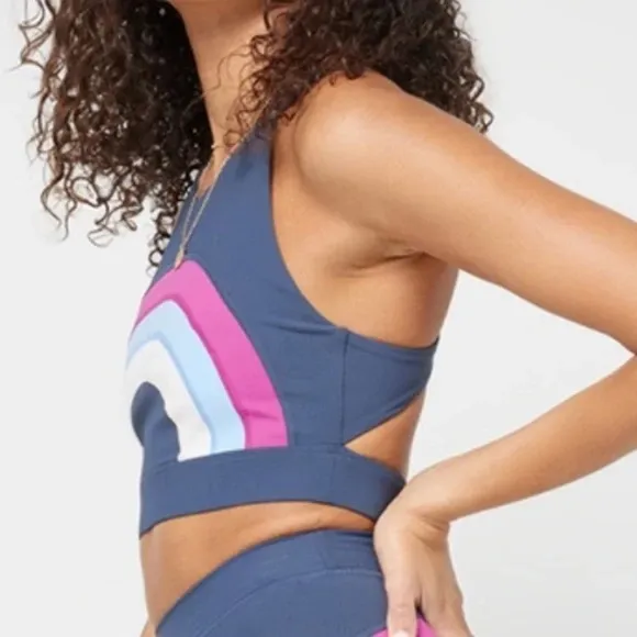 L*Space Active Chasing Rainbows Crop Top/Sports Top Blue/Purple Size S - NWT