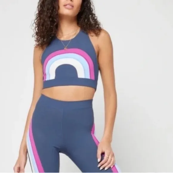 L*Space Active Chasing Rainbows Crop Top/Sports Top Blue/Purple Size S - NWT