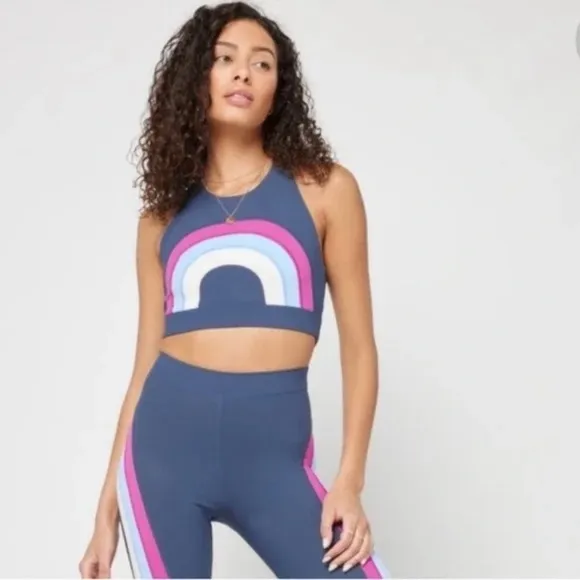 L*Space Active Chasing Rainbows Crop Top/Sports Top Blue/Purple Size S - NWT