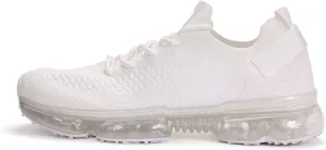 LUCKY STEP Air Cushion Running Tennis Shoes Lightweight Fashion Breathable Knit Casual Walking Sneakers Athletic Training Sport Gym Jogging for Womens.(Whiite,6B(M)) White