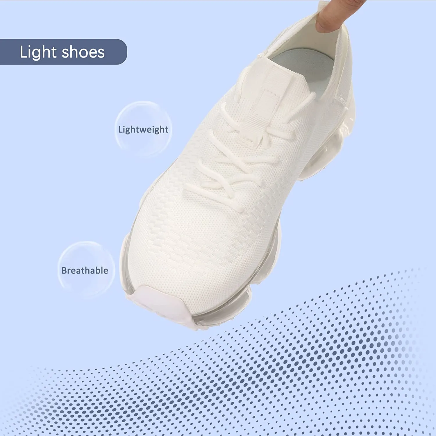 LUCKY STEP Air Cushion Running Tennis Shoes Lightweight Fashion Breathable Knit Casual Walking Sneakers Athletic Training Sport Gym Jogging for Womens.(Whiite,6B(M)) White