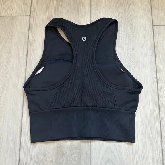 Lululemon Ebb to Train medium support C/D cup racerback bra Black size 4