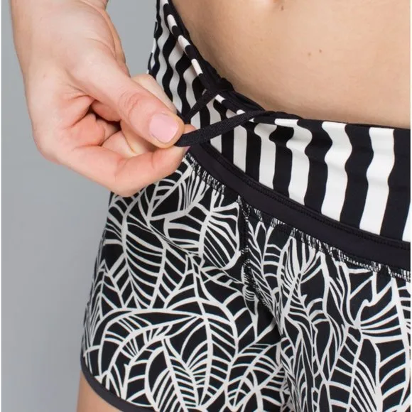 Lululemon Run Times Short *4-Way Stretch Pretty Palm Black Angel Wing 4