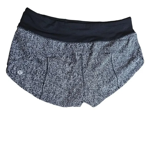 Lululemon Speed Up Short Trail 2.5&quot; Twill Print Ice Grey Black SZ 8
