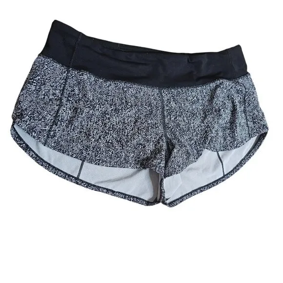 Lululemon Speed Up Short Trail 2.5&quot; Twill Print Ice Grey Black SZ 8