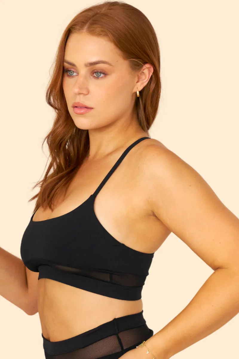 Lunalae Mila Mesh Cut Out Top - Black