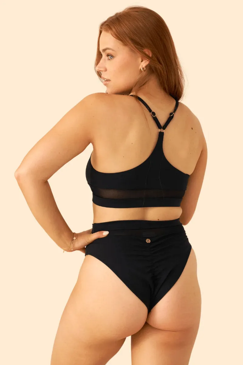 Lunalae Mila Mesh Cut Out Top - Black