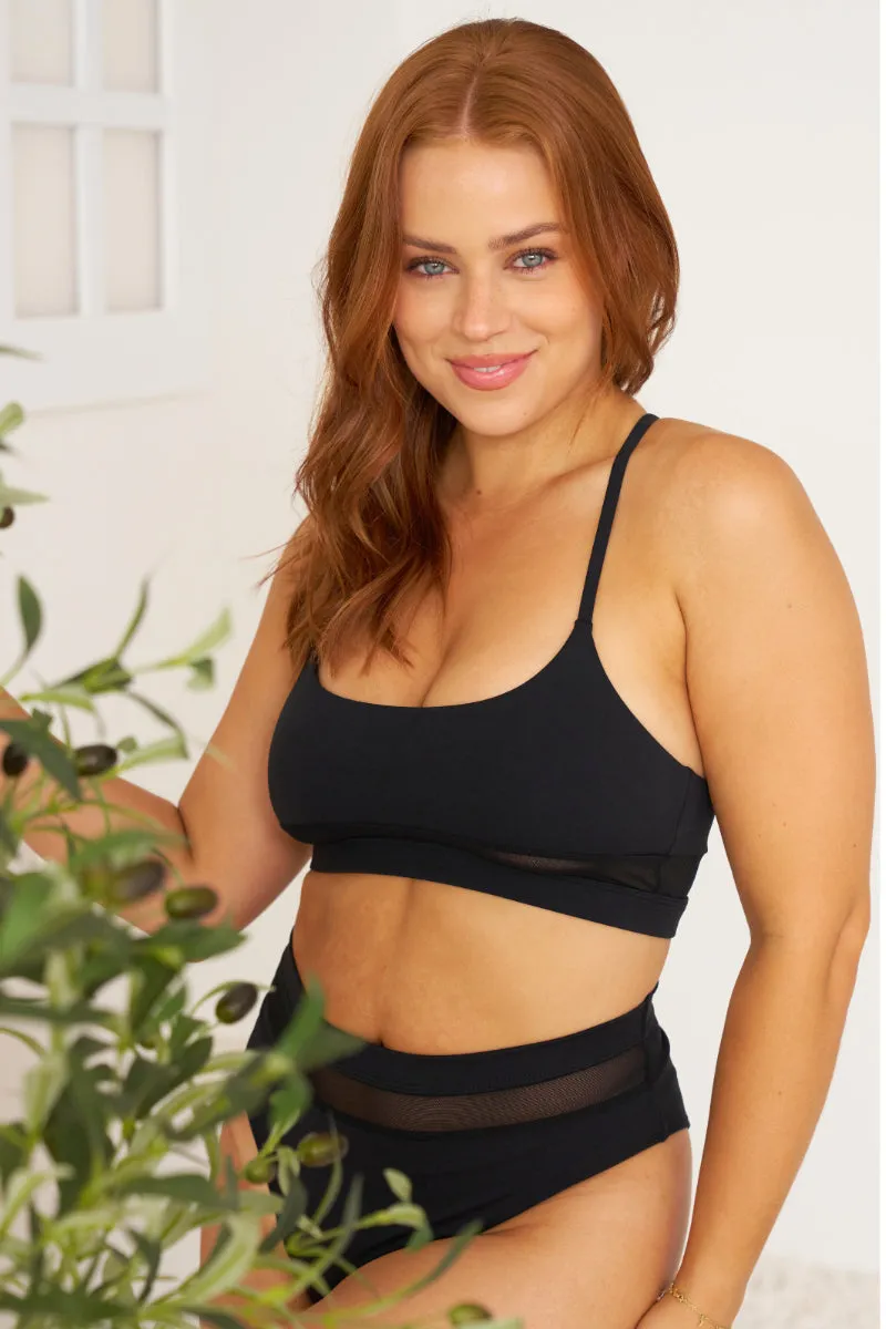Lunalae Mila Mesh Cut Out Top - Black