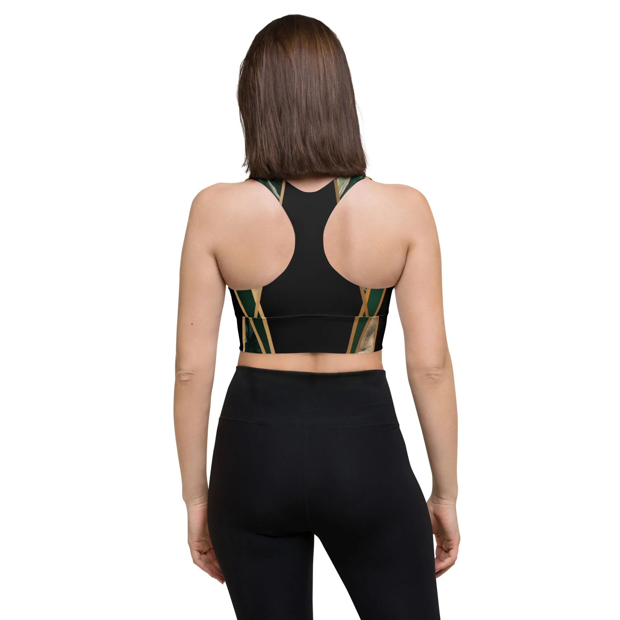 Marble Green Sports Bra | Longline Bra
