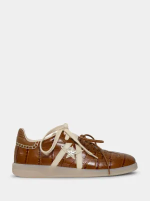 MARTINA CARAMAEL BROWN CROCO SNEAKERS