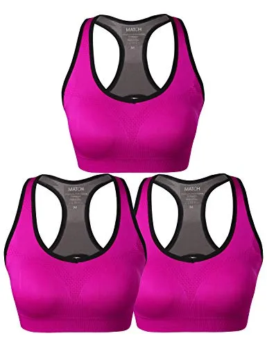 Match Women Wirefree Padded Racerback Sports Bra for Yoga Workout Gym Activewear #0001, 1 Pack of 3(plum), M (32C, 32D, 34C, 34D, 36B, 36C)