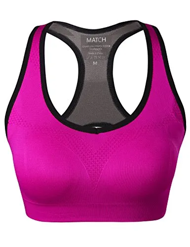 Match Women Wirefree Padded Racerback Sports Bra for Yoga Workout Gym Activewear #0001, 1 Pack of 3(plum), M (32C, 32D, 34C, 34D, 36B, 36C)