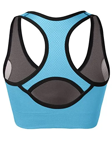 Match Womens Sports Bra Wirefree Padded Racerback Yoga Bra for Workout Gym Activewear with Removable Pads #0001, Sky Blue, XL (36DD, 38DD, 40C, 40D, 42B, 42C)