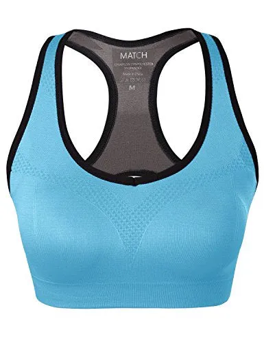 Match Womens Sports Bra Wirefree Padded Racerback Yoga Bra for Workout Gym Activewear with Removable Pads #0001, Sky Blue, XL (36DD, 38DD, 40C, 40D, 42B, 42C)