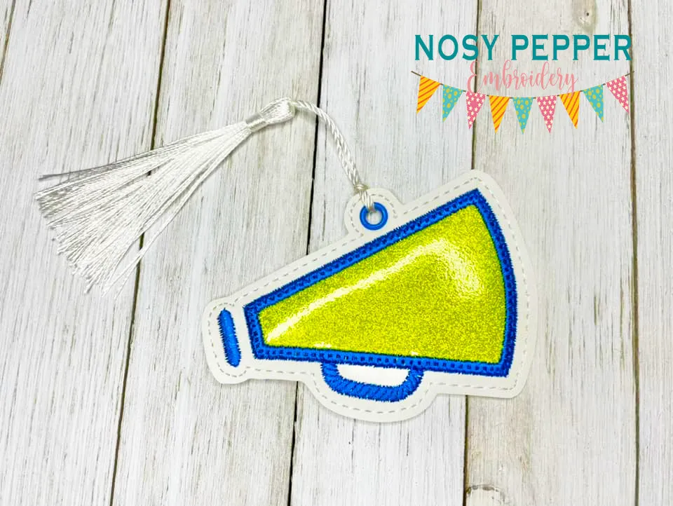 Megaphone Applique bookmark/bag tag/ornament machine embroidery design DIGITAL DOWNLOAD