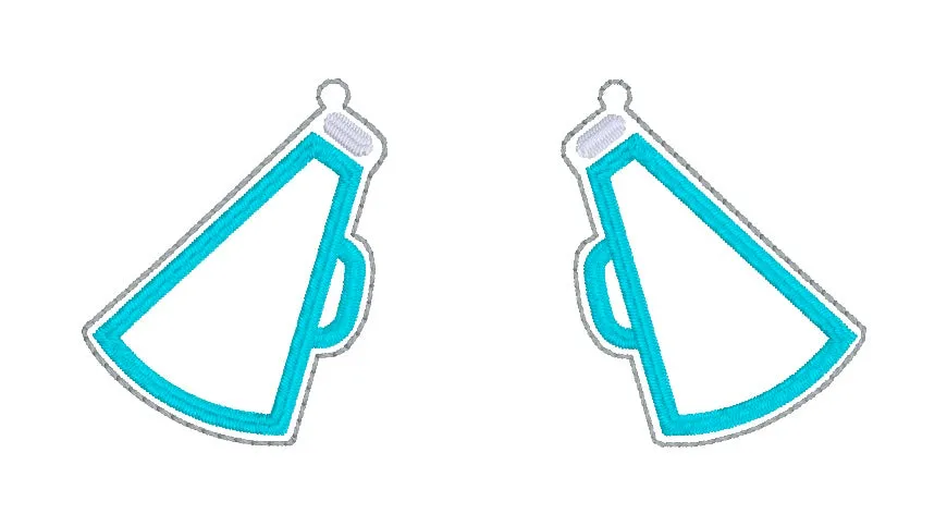 Megaphone earrings machine embroidery design ITH DIGITAL DOWNLOAD