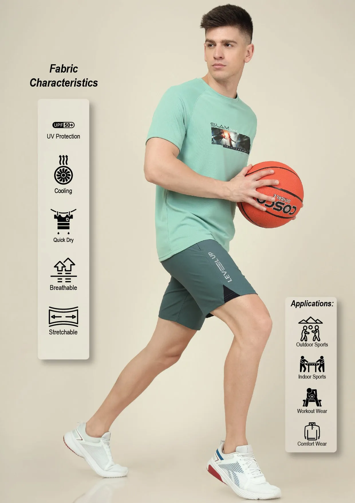 Men Solid Slim Fit Shorts with ELASTO LITE