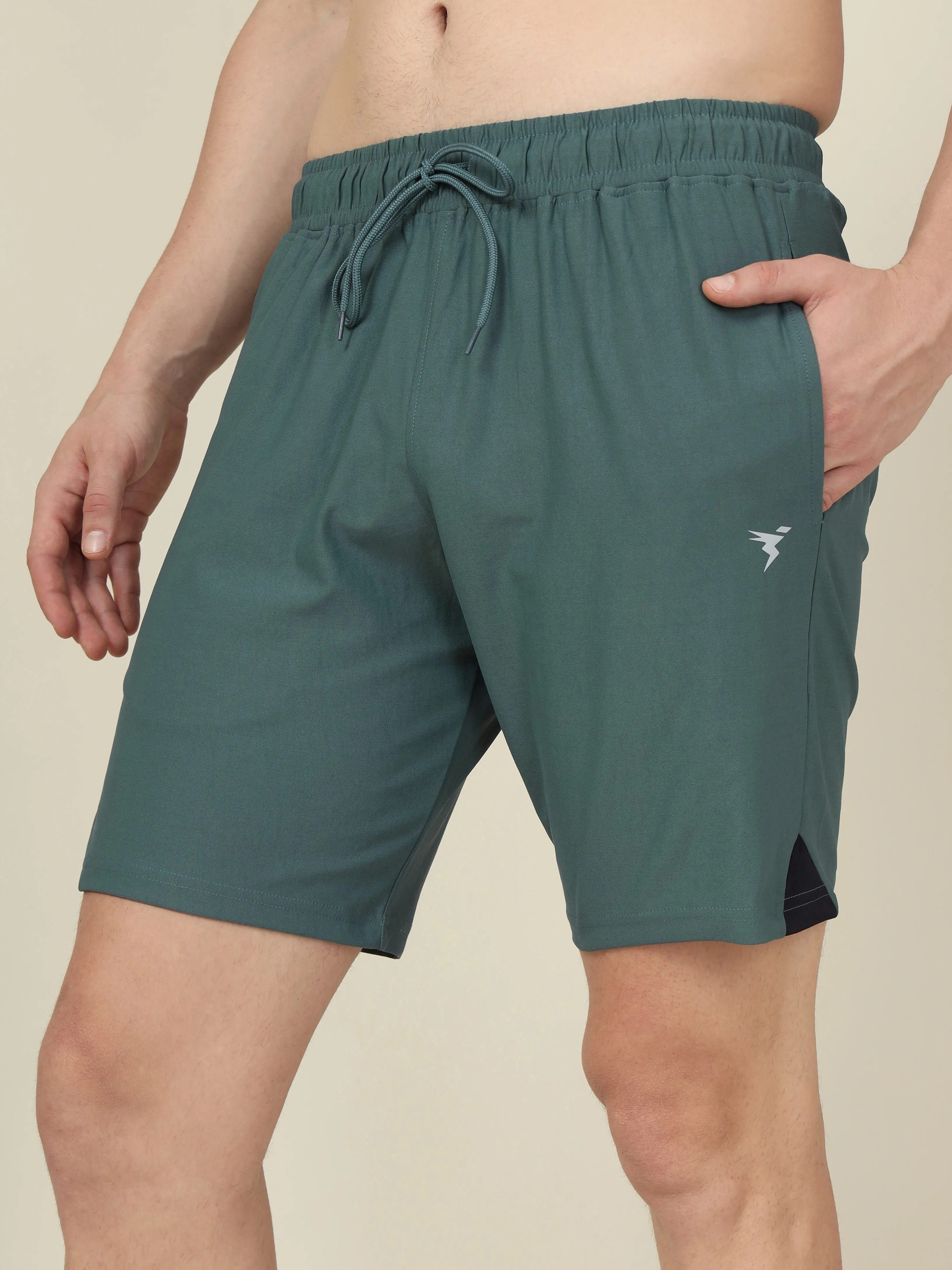 Men Solid Slim Fit Shorts with ELASTO LITE