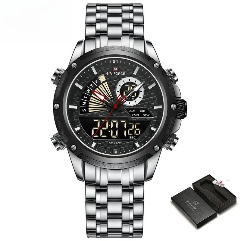 Men Sport Quartz Military Waterproof Male Wristwatch Stainless Steel Digital Clcok