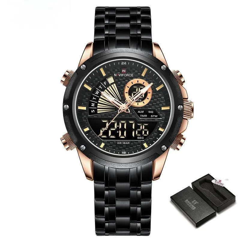 Men Sport Quartz Military Waterproof Male Wristwatch Stainless Steel Digital Clcok