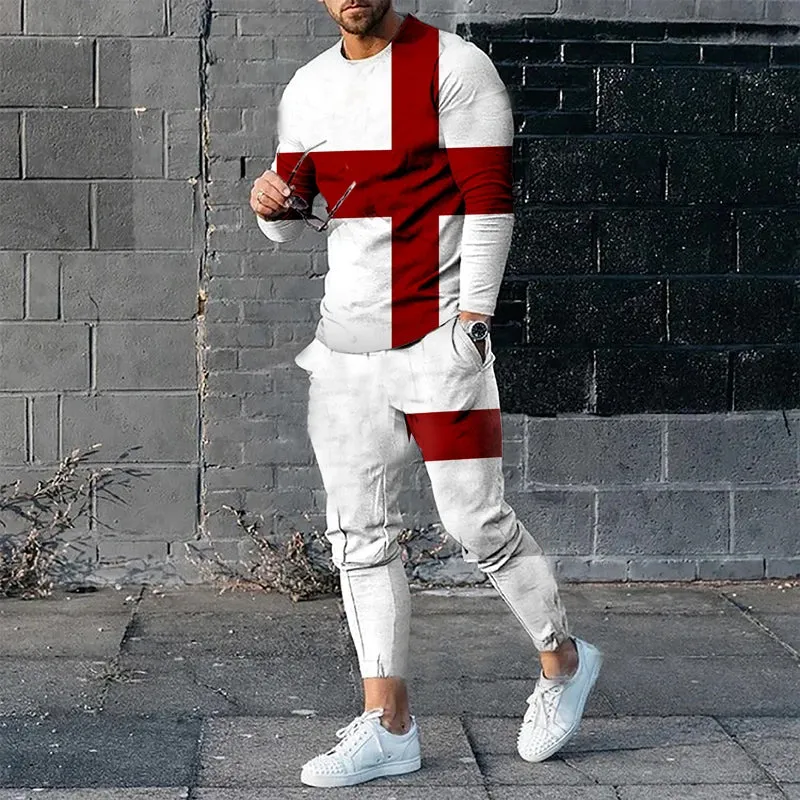 Men's Contrasting colors Casual Sportswear Trousers 2 Piece Sets