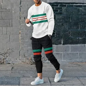 Men's Contrasting colors Casual Sportswear Trousers 2 Piece Sets