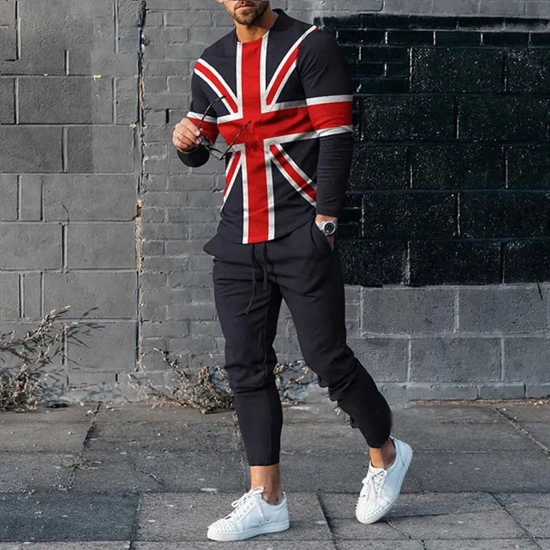 Men's Contrasting colors Casual Sportswear Trousers 2 Piece Sets