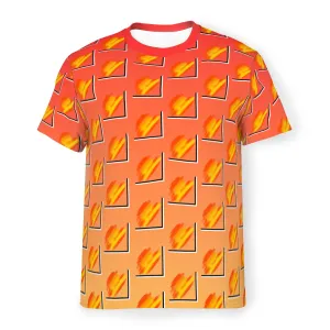 Men’s Mesh Tee – Breathable Orange & Lemon Geometric T-Shirt (S-5XL)