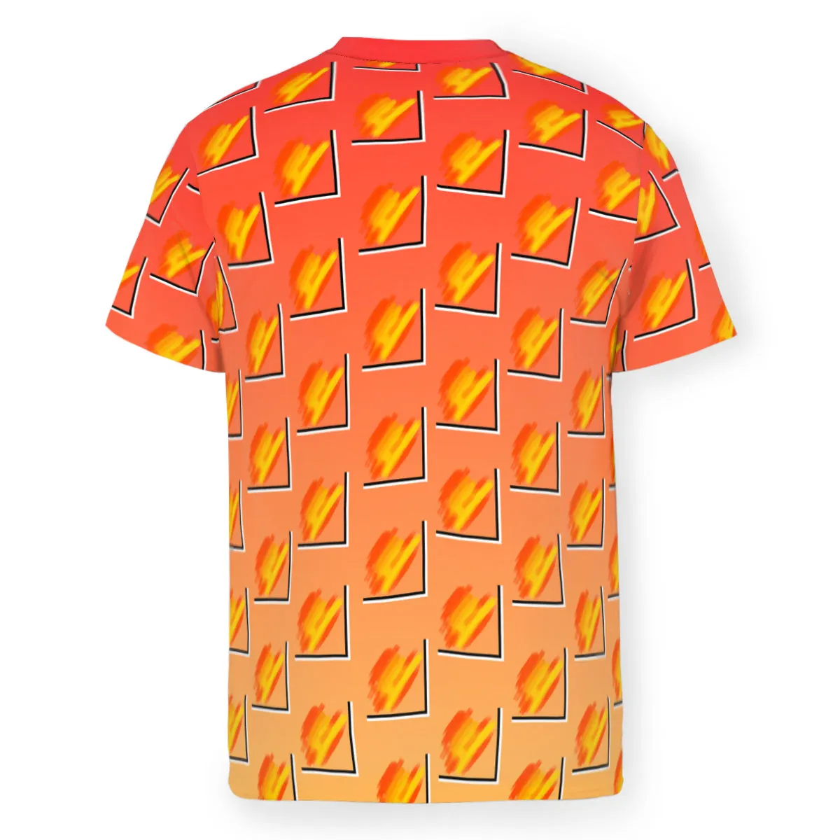 Men’s Mesh Tee – Breathable Orange & Lemon Geometric T-Shirt (S-5XL)
