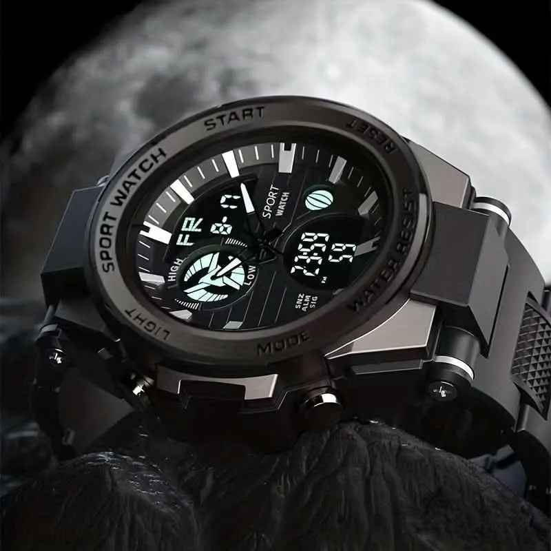 Men's Multifunctional Sports Watch - Water-Resistant Dual Display