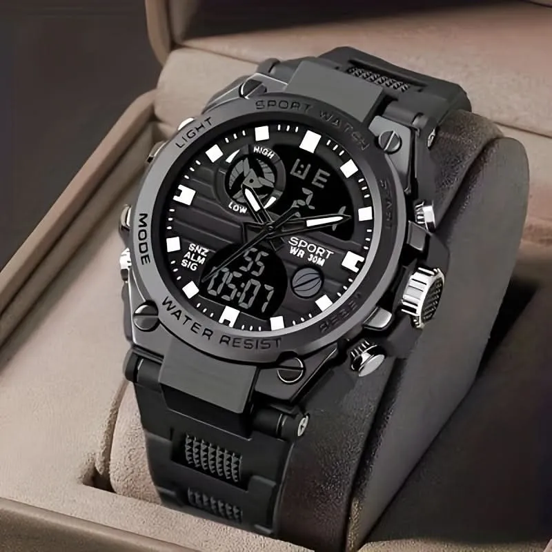 Men's Multifunctional Sports Watch - Water-Resistant Dual Display